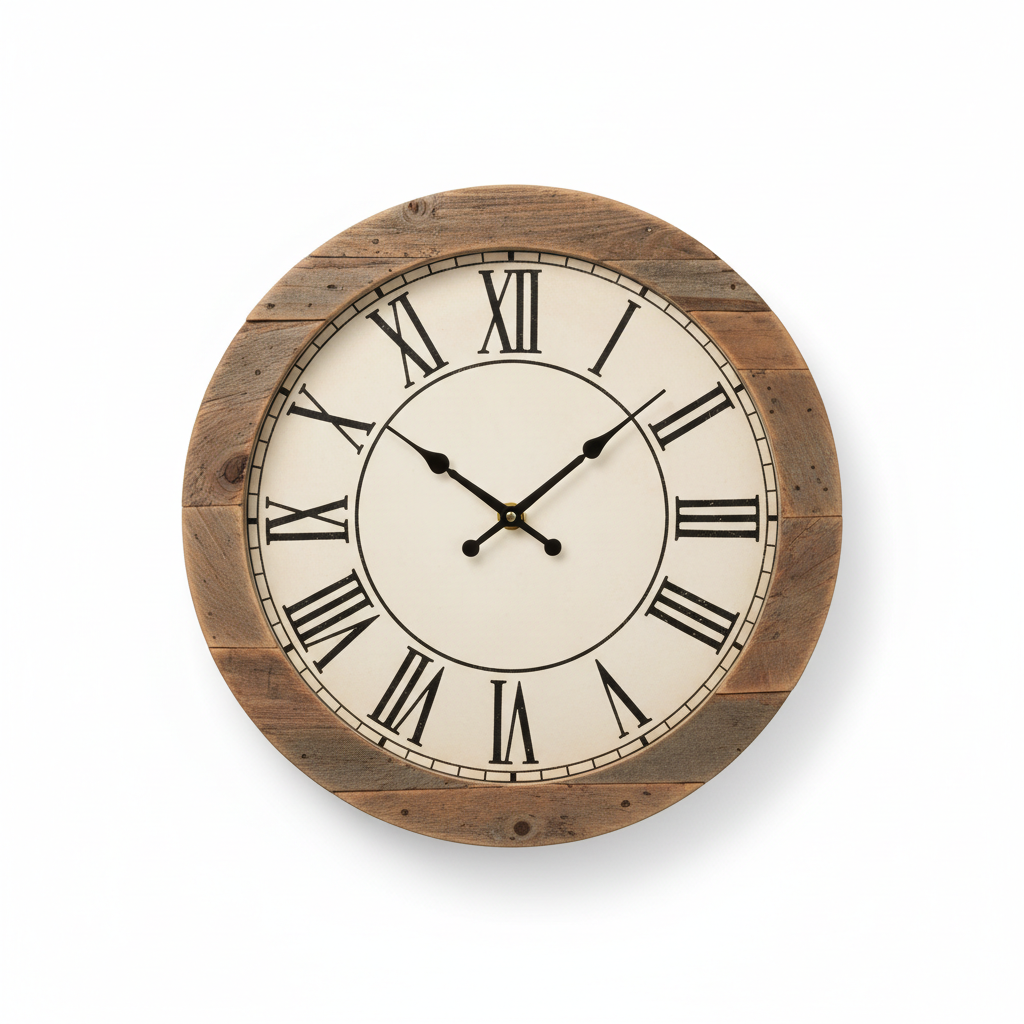 Farmhouse Rustic Wood Frame Wall Clock full product shot