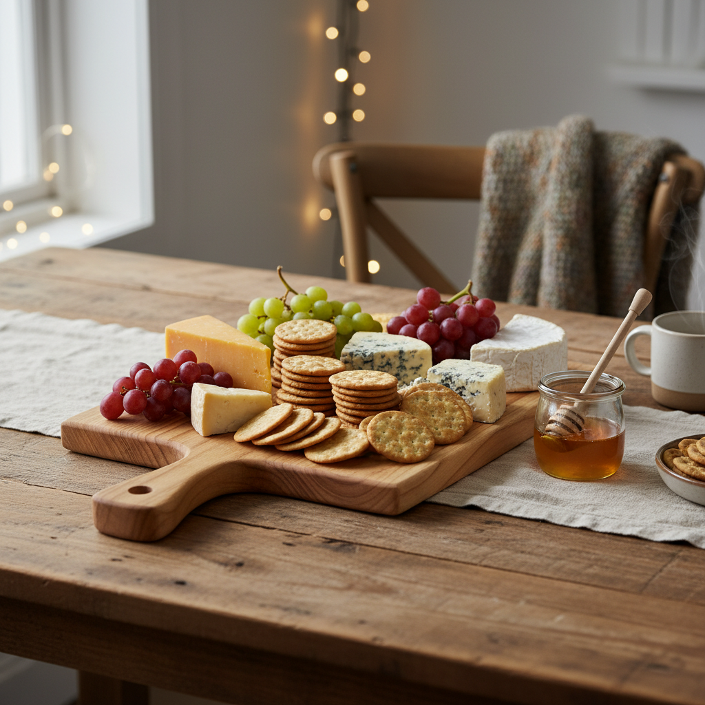 Farmhouse Wooden Serving Board with charcuterie