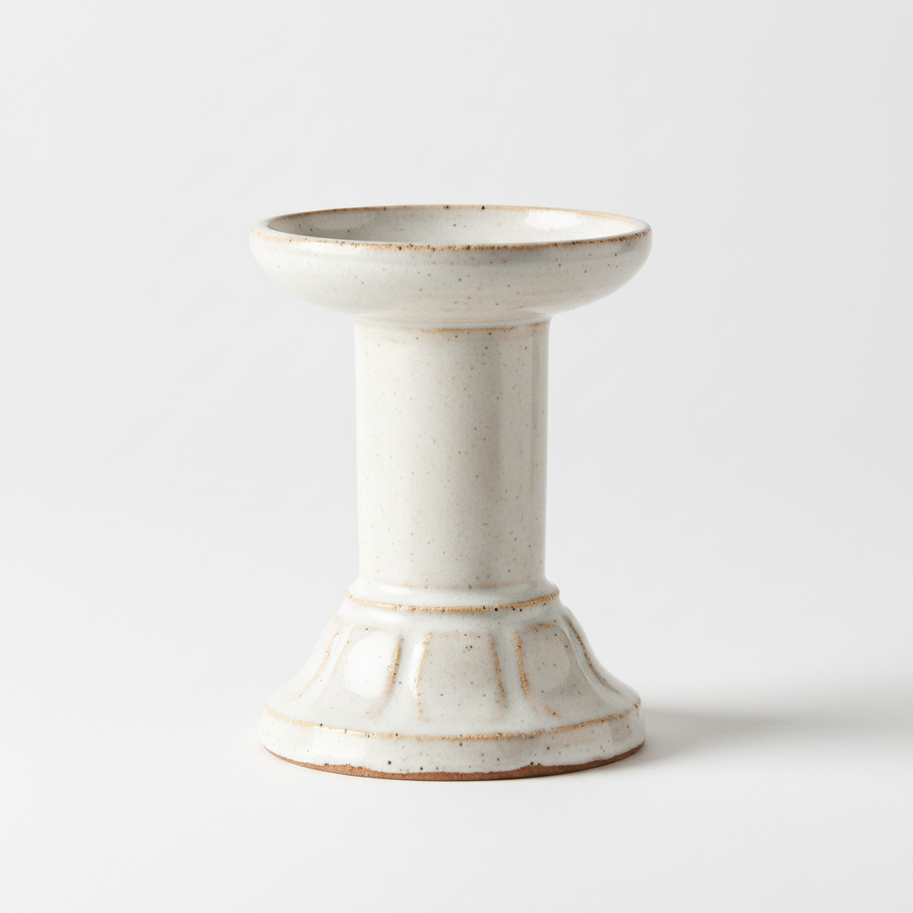 Farmhouse ceramic pillar candle holder product shot