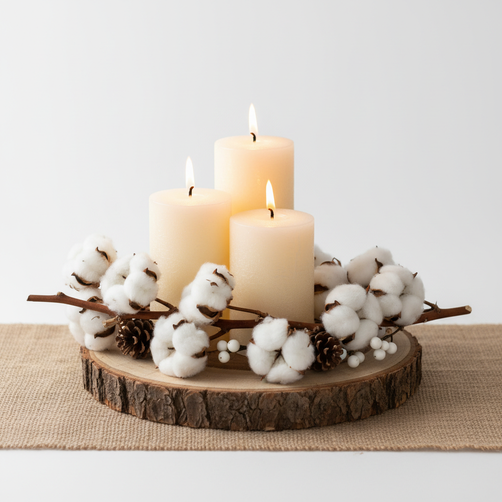 Farmhouse Rustic Candle Centerpiece close up detail