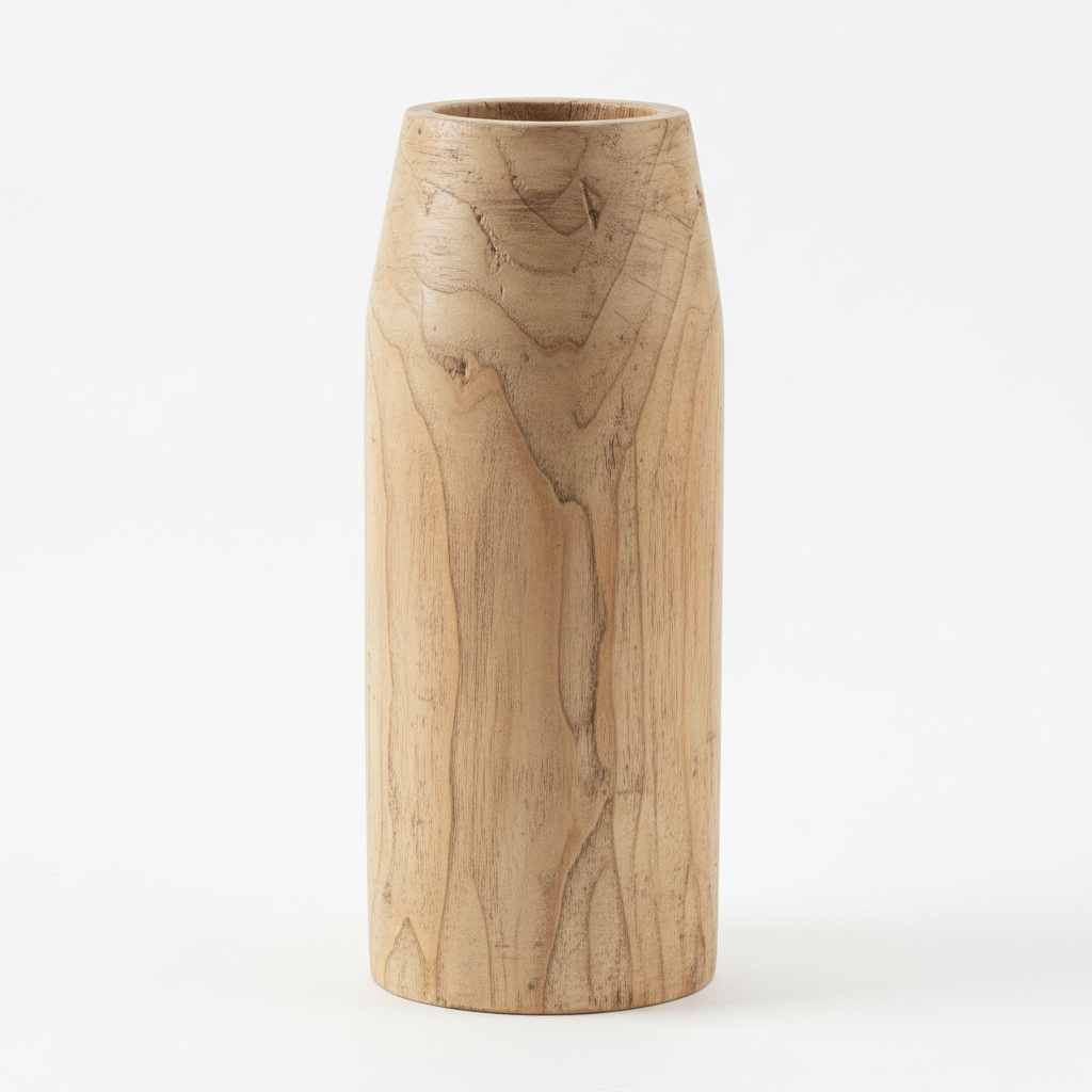Farmhouse tall wooden vase product shot