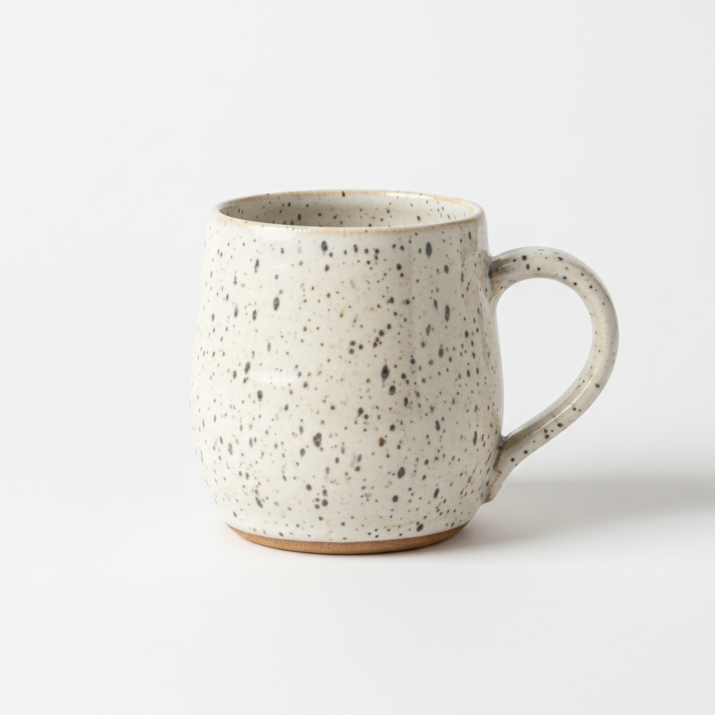 Farmhouse speckled ceramic coffee mug product shot