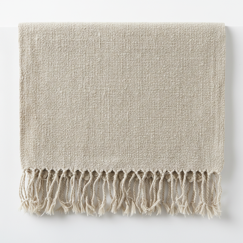 Farmhouse Linen Table Runner fabric texture close up