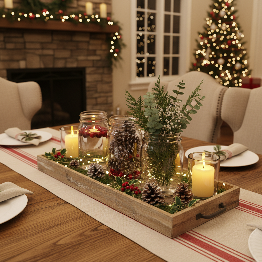 Farmhouse Mason Jar Centerpiece Set holiday styling