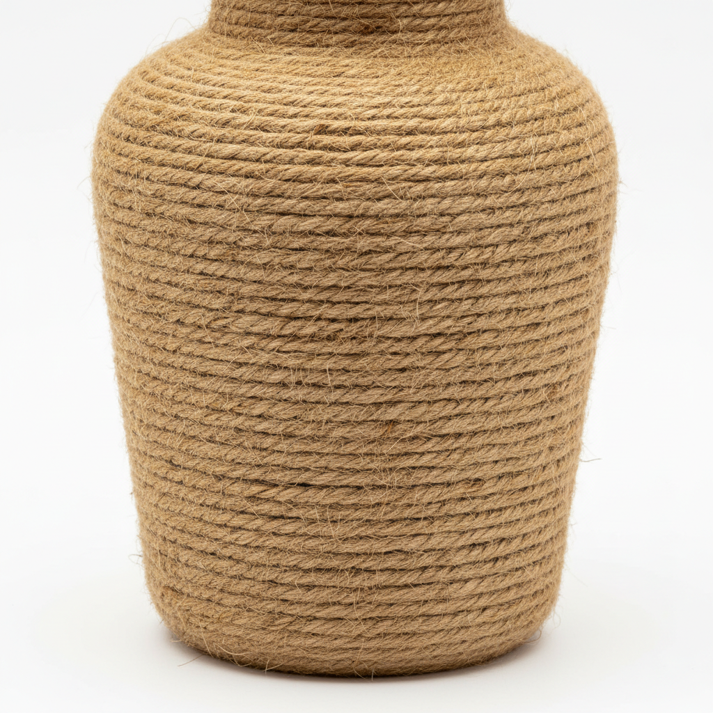 Farmhouse Rope Wrapped Vase jute detail close up
