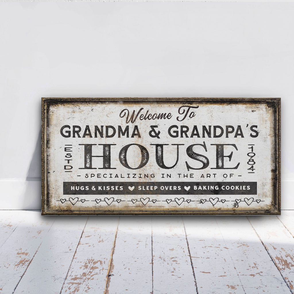 Grandma & Grandpas House Canvas Sign | Personalizable Grandparent Gift